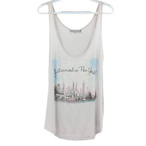 Project Social T Just Arrived In New York Graphic Tank Top Gray Boho Beach XS